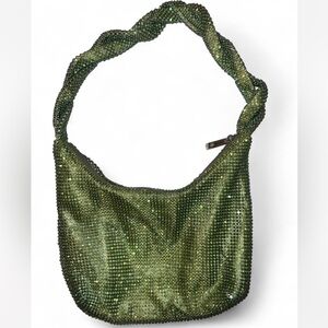 Zara Olive Green Embellished Shoulder Bag